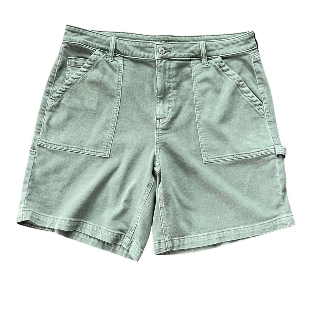 American Eagle Carpenter Utility Shorts Women’s 14 Green Stretch Pockets